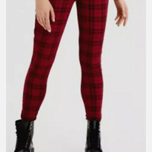 American Eagle Outfitters Denim - AEO Next Level Stretch High Rise Red Plaid Jeggings